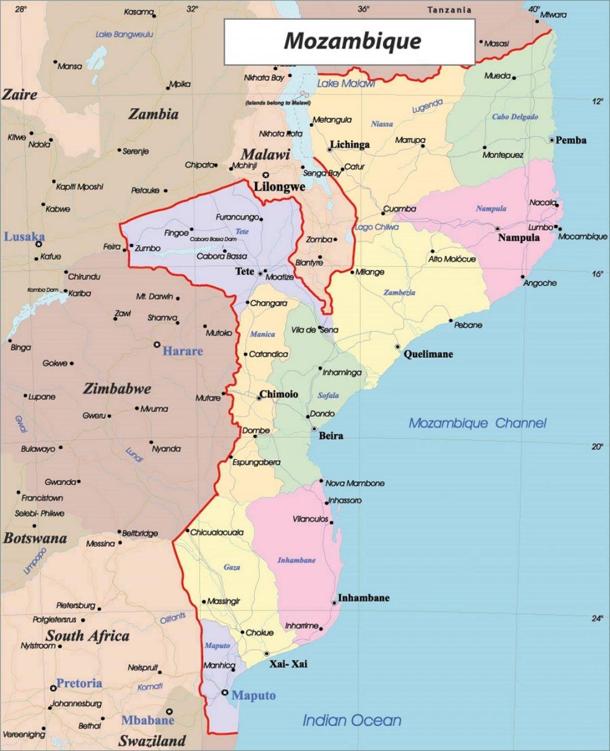 Mosambiik poliitiline kaart