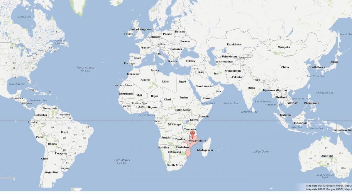 Mosambiik asukoha kohta world map